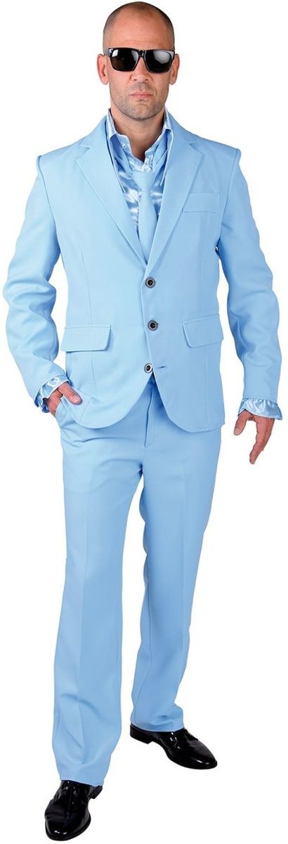 Glitter & Glamour Kostuum | Ice Cool Men In Blue | Man | Medium | Carnaval kostuum | Verkleedkleding